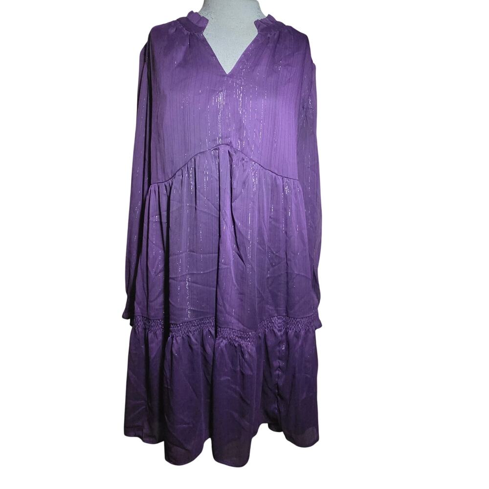 Purple Long Sleeve Shift Dress Size 0X